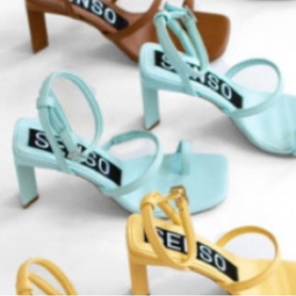 SENSO 7.5 Kendall II Sandals square toe ankle wrap buckle triangle heel - Picture 2 of 14